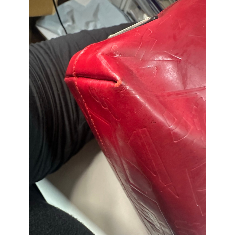 Women's Prada Deep Red Embossed Patent Leather Shoulder Bag One Size - Picture 8 of 16